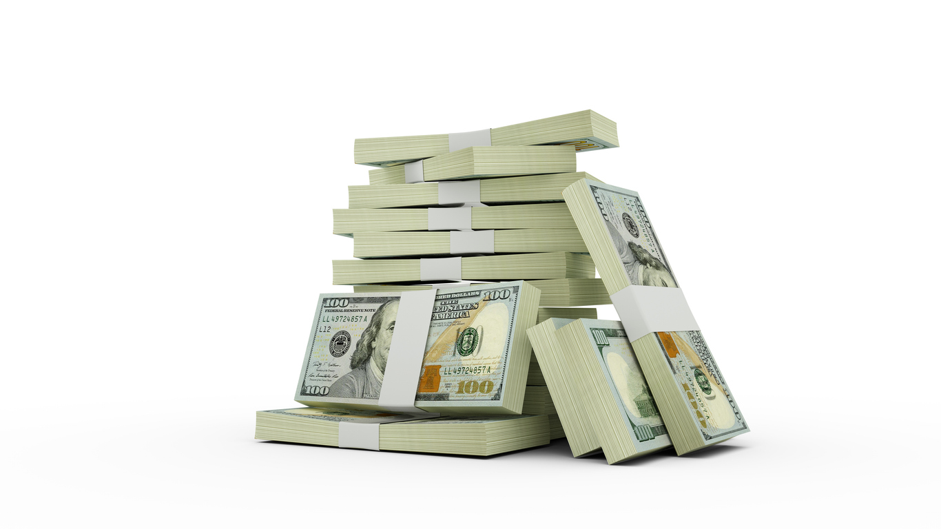 Stacks of hundred-dollar bills